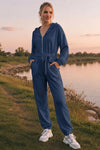 Zip Up Hoodie With Jogger One Piece Jumpsuits - Fisoew