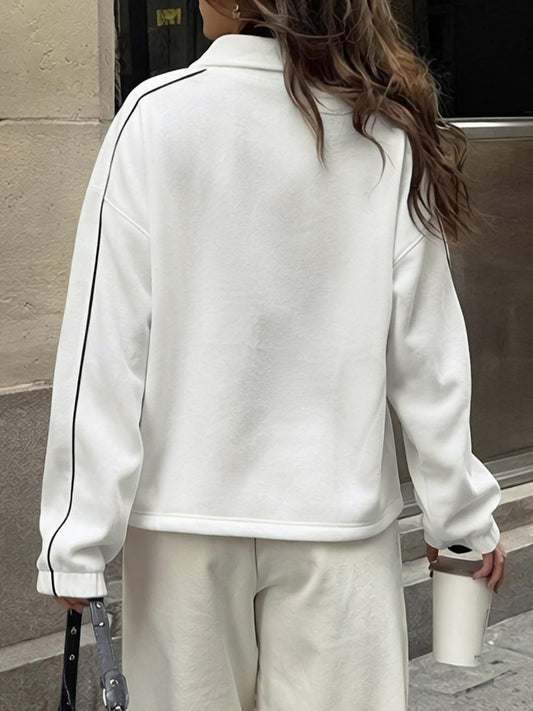 Half-Zip Drawstring Hemline Sweatshirts