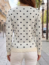 Polka Dot Slim Fit Knit Long Sleeve Tops
