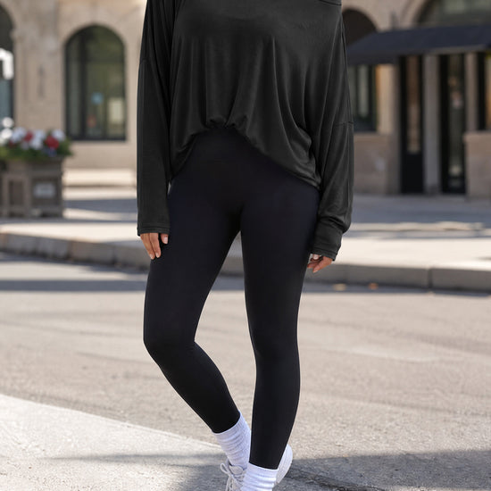 Off Shoulder Solid Long Sleeve T-Shirts - Fisoew