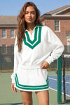 Half Zip Sweatshirt With Skirt Sets - Fisoew