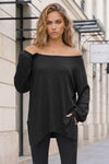 Oversized Off Shoulder Ribbed Knit Tops
