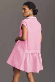 Fisoew Women's Pink Oversized Patchwork Mini Dress