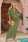 Fisoew Women's Green Crochet Beach 2 Piece Outfits - Fisoew