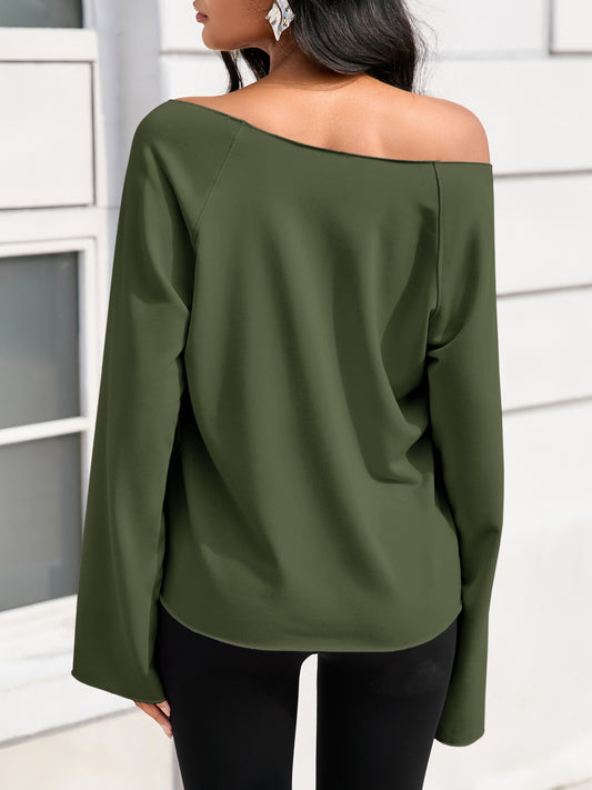 Off The Shoulder Oversized Sweatshirts - Fisoew