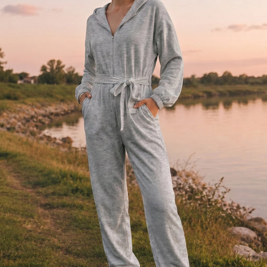 Zip Up Hoodie With Jogger One Piece Jumpsuits - Fisoew