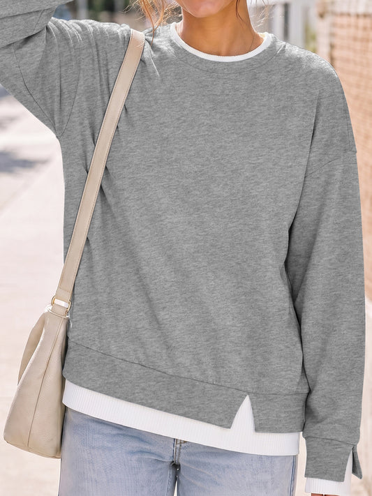 Faux Layered Oversized Sweatshirts - Fisoew