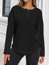 Solid Ribbed Knit Henley Shirts - Fisoew