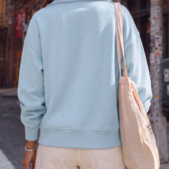 Lapel V Neck Pullover - Fisoew