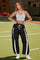 Women's Black Drawstring Elastic Contrast Color Pants Fisoew - Fisoew