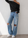Off Shoulder Elastic Waist Solid Sweatshirts