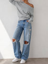 Off Shoulder Elastic Waist Solid Sweatshirts