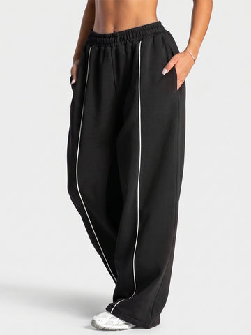 Baggy Elastic Waist Wide Leg Track Pants