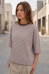 Round Neck Striped Short Sleeve Crop T-shirts