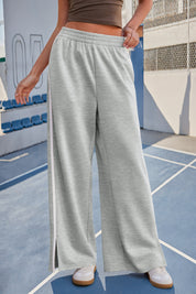 Fisoew Women's Grey Baggy Elastic Wide Leg Pants - Fisoew