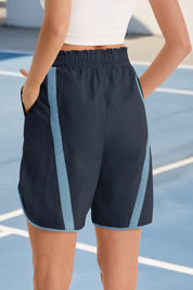 Fisoew Women's Navy Baggy Cargo Workout Running Athletic Yoga Shorts - Fisoew