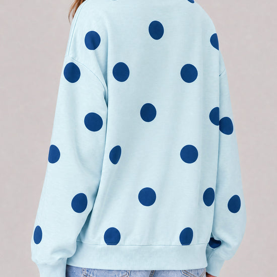 Mock Neck Long Sleeve Polka Dot Sweatshirts - Fisoew