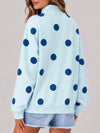 Mock Neck Long Sleeve Polka Dot Sweatshirts - Fisoew