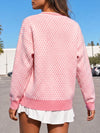 V Neck Button Knit Cardigan - Fisoew