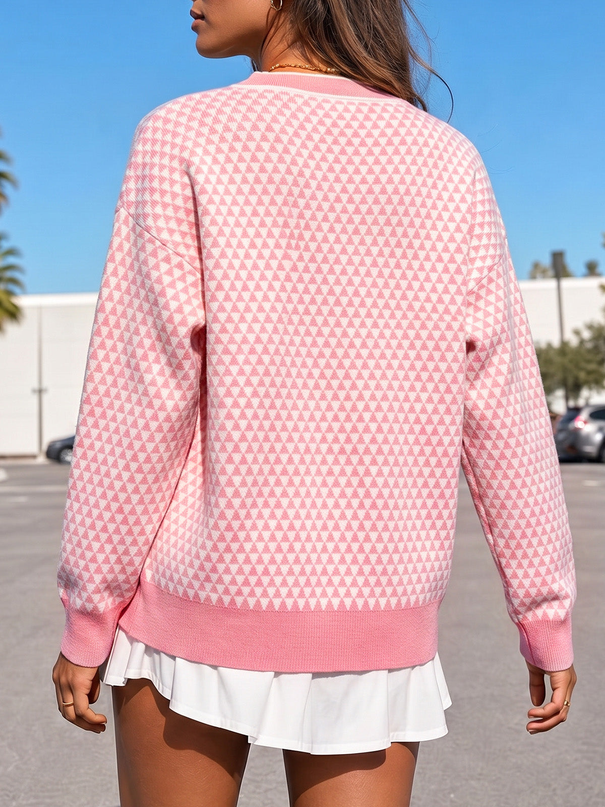 V Neck Button Knit Cardigan - Fisoew