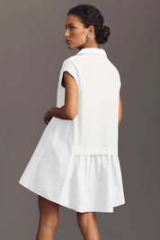 Fisoew Women's White Oversized Patchwork Mini Dress