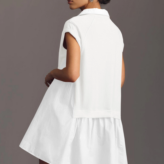 Fisoew Women's White Oversized Patchwork Mini Dress - Fisoew