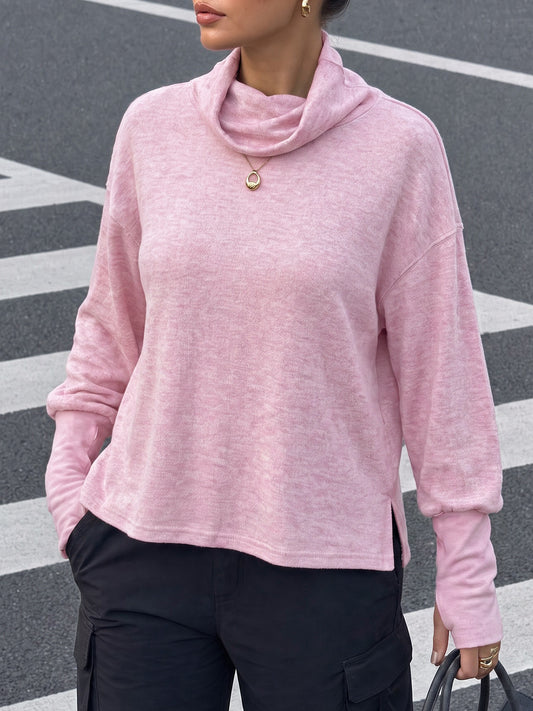 Mock Neck Cropped Long Sleeve Sweatshirts