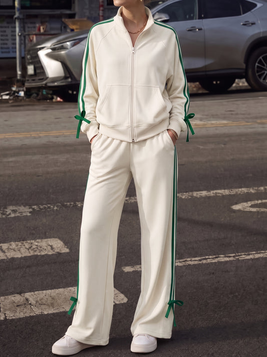 Strips Colorblock Sweatsuits With Pants Sets