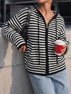 Striped Zip Up Hoodie Long Sleeve Hoodies