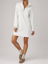 Half Zip Pleated Collared Sweatshirt Dresses