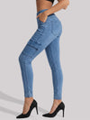 High Waisted Skinny Cargo Jeans - Fisoew