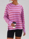 Soft Striped Long Sleeve T Shirt - Fisoew