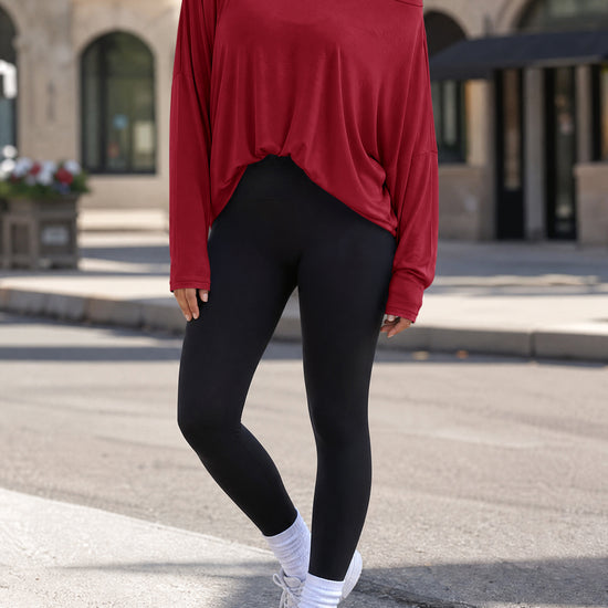 Off Shoulder Solid Long Sleeve T-Shirts - Fisoew