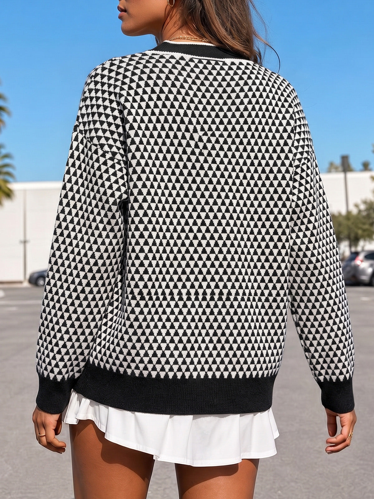 V Neck Button Knit Cardigan - Fisoew