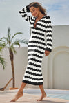 Fisoew Women's White Striped Sexy Crochet Maxi Dress - Fisoew