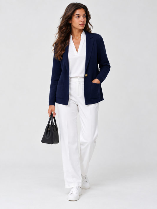 Open Front Long Sleeve Knit Blazers