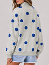 Mock Neck Long Sleeve Polka Dot Sweatshirts - Fisoew