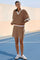 Women's Brown Sporty Knit 2-Piece Outfit Fisoew - Fisoew