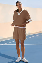 Women's Brown Sporty Knit 2-Piece Outfit Fisoew