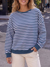 Round Neck Striped Long Sleeve Sweatshirts