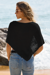 Fisoew Women's Black Sheer Shawl Boho Crochet Cover Ups - Fisoew