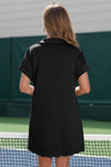 Womens Black Collared V Neck Dresses Fisoew - Fisoew
