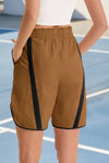 Fisoew Women's Camel Baggy Cargo Workout Running Athletic Yoga Shorts - Fisoew