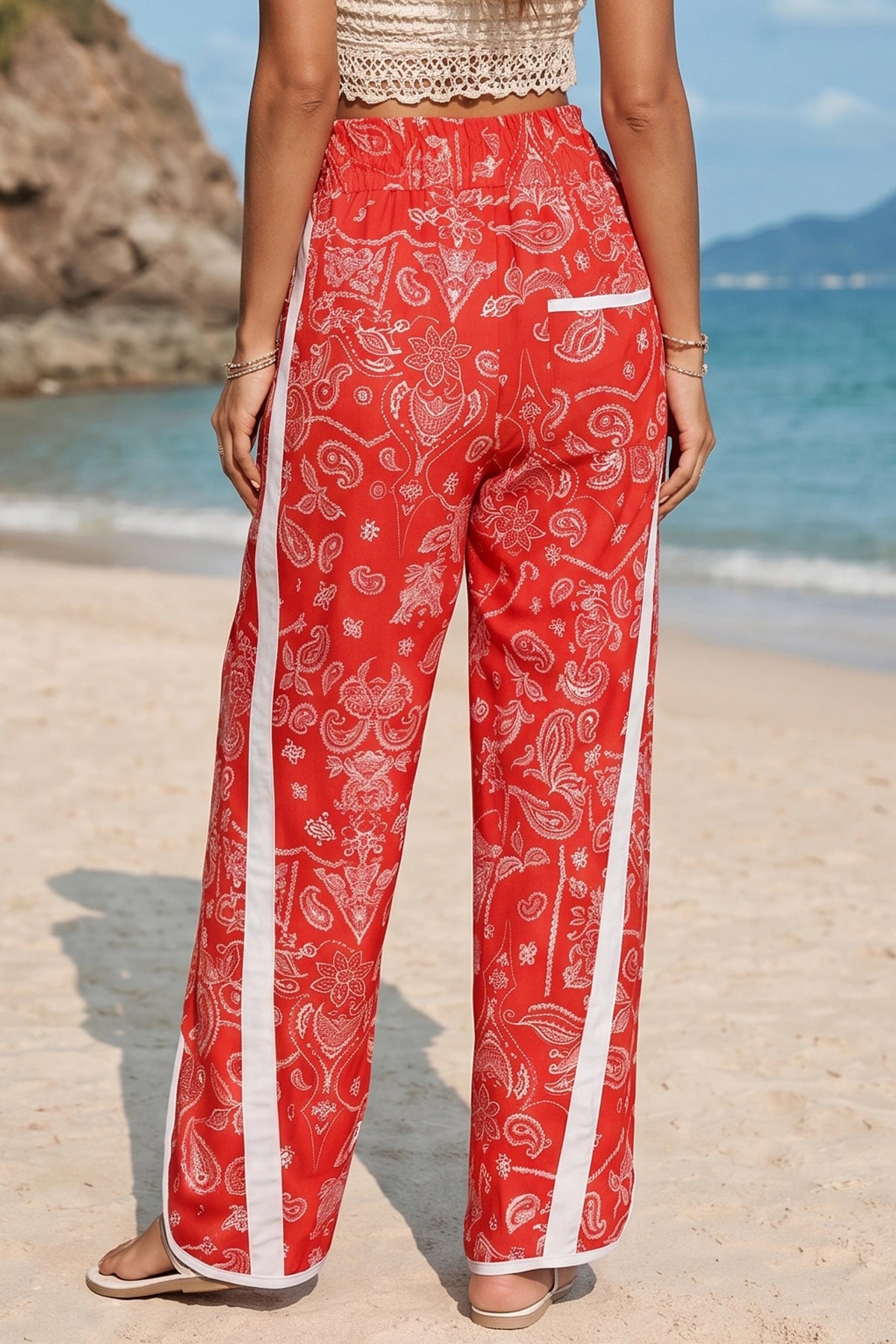 High Waisted Drawstring Elastic Sweatpants - Fisoew