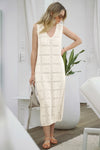 Fisoew Women's Beige Boho Knit Sleeveless Dress - Fisoew