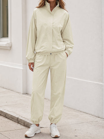 Windbreaker Jacket With Elastic Waist Pants Set