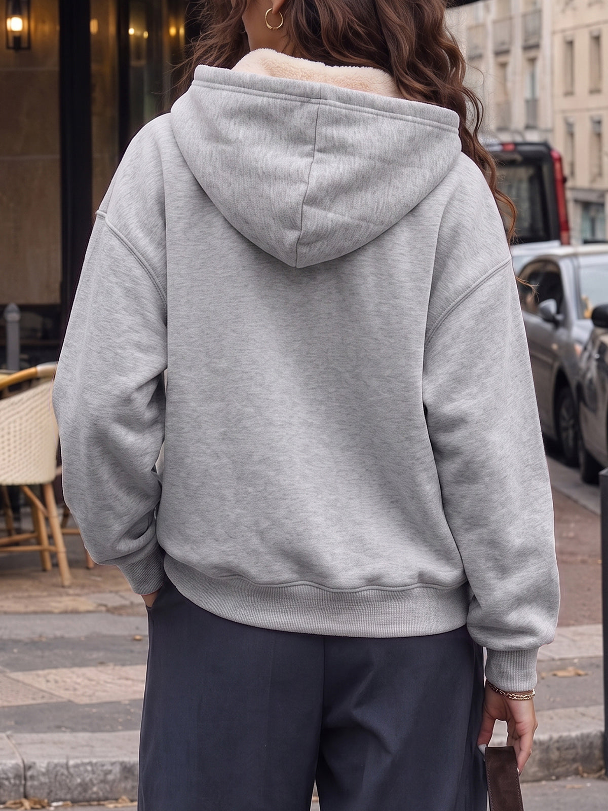 Hoodies Half Zip Fuzzy Fleece Sweatshirts - Fisoew
