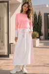 Long Sleeve Striped Drawstring Maxi Dresses