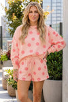 Polka Dot Sweatshirts With Short Sets