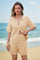 Womens Apricot Crochet 2Pcs Beach Cover Up Set  Fisoew - Fisoew